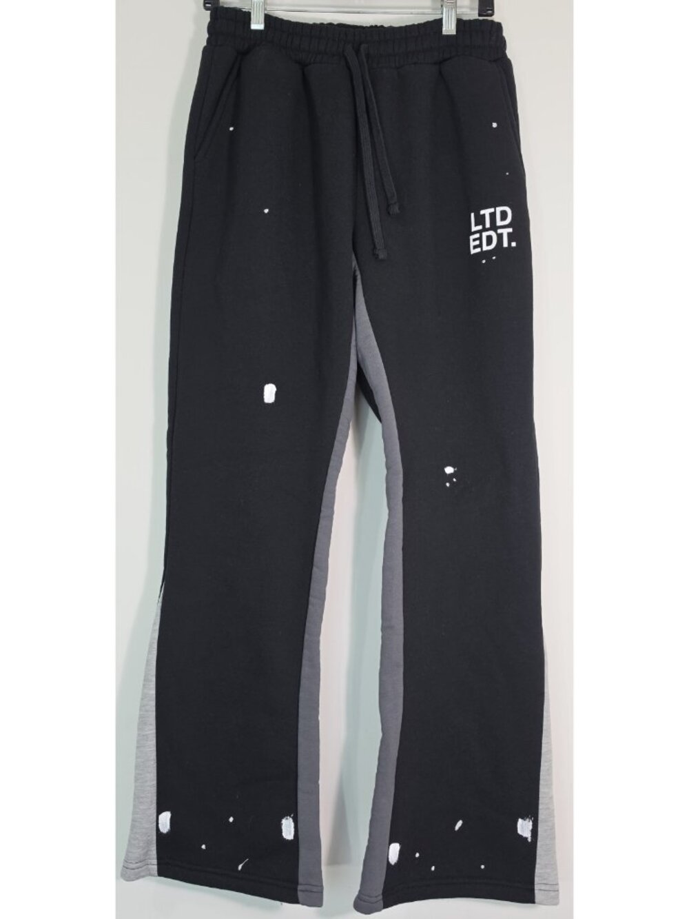 boohoo MAN Mens Joggers Medium Black Limited Edition Paint Splatter Gusset